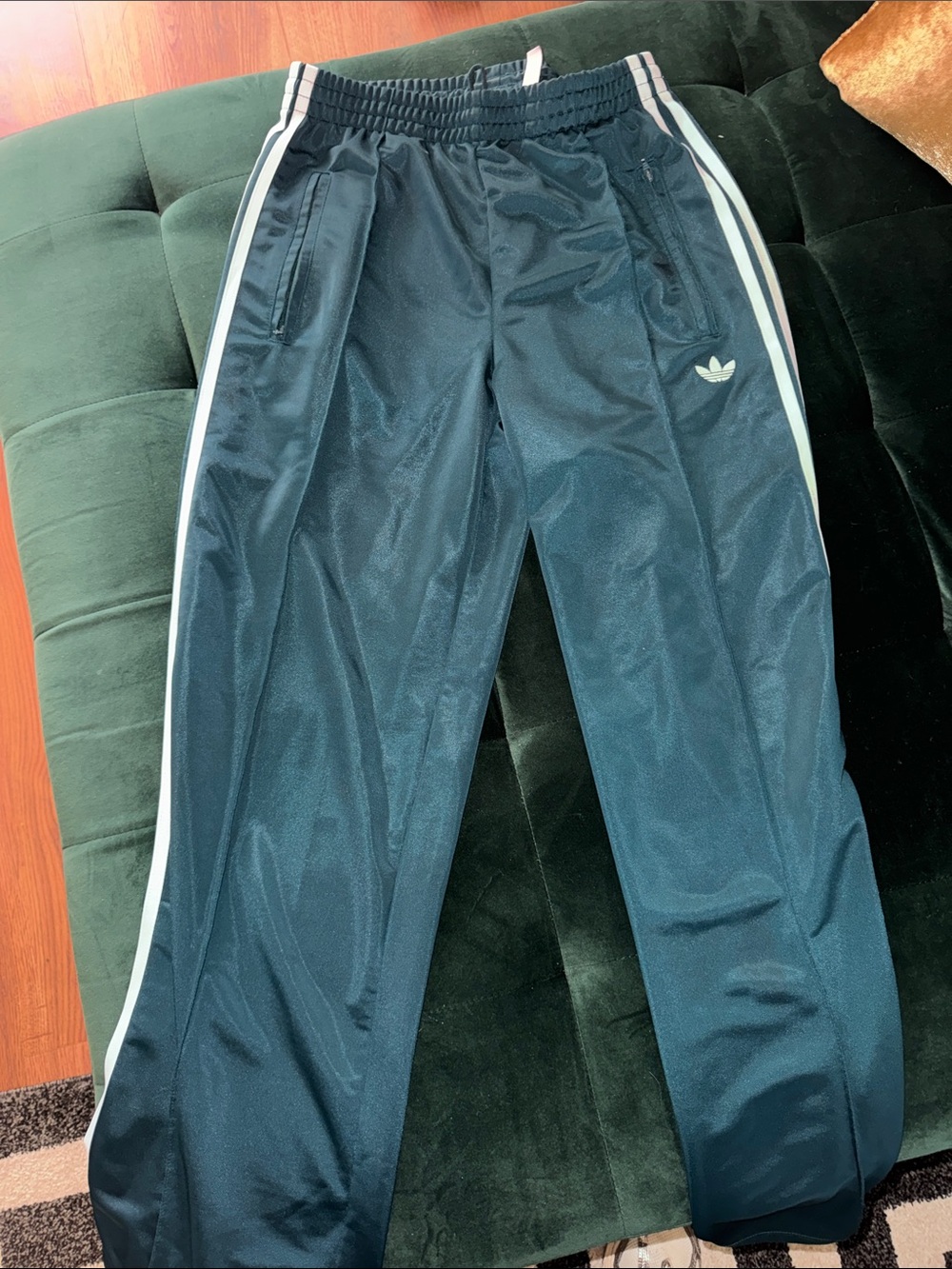 adidas Dark Teal  Track Pants with White Stripes